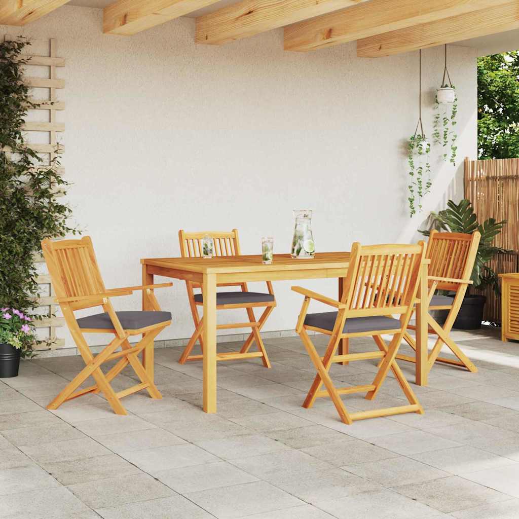 vidaXL Krzesło składane z poduszką 4 pcs Szary 49 x 57.5 x 92cm