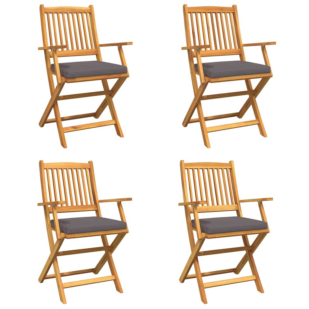 vidaXL Krzesło składane z poduszką 4 pcs Szary 49 x 57.5 x 92cm