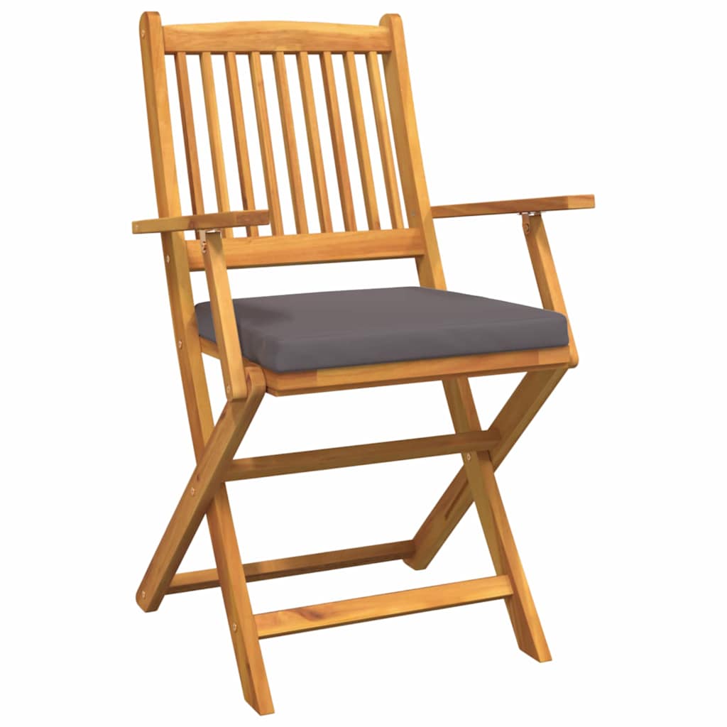 vidaXL Krzesło składane z poduszką 4 pcs Szary 49 x 57.5 x 92cm