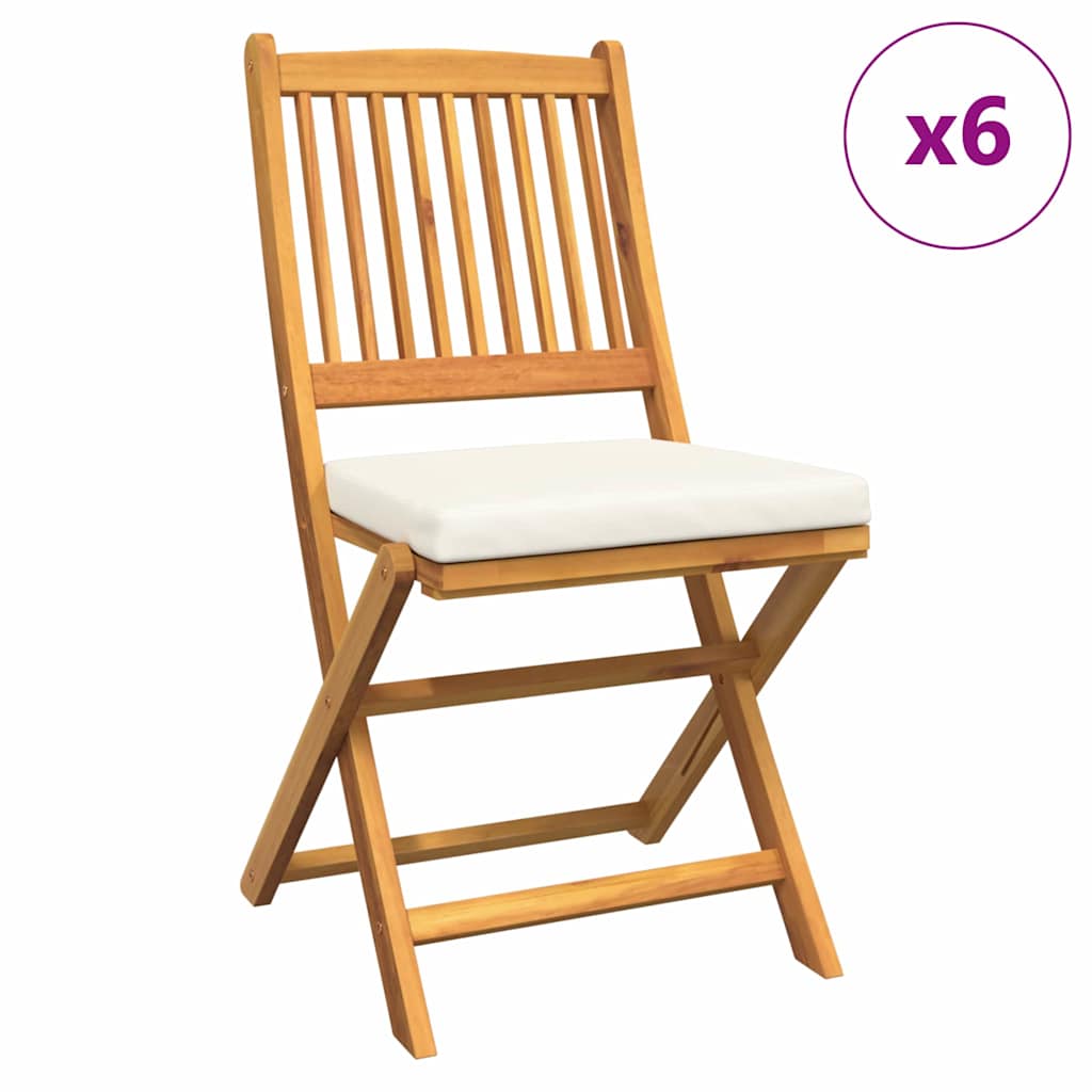 vidaXL Krzesło składane z poduszką 6 pcs Biały 49 x 57.5 x 92cm