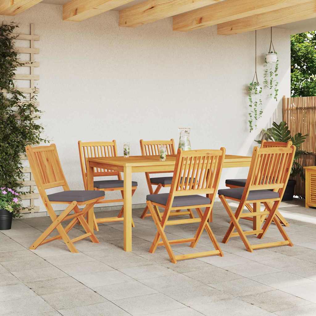 vidaXL Krzesło składane z poduszką 6 pcs Szary 49 x 57.5 x 92cm