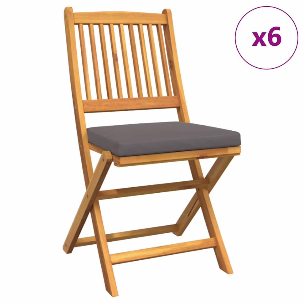 vidaXL Krzesło składane z poduszką 6 pcs Szary 49 x 57.5 x 92cm
