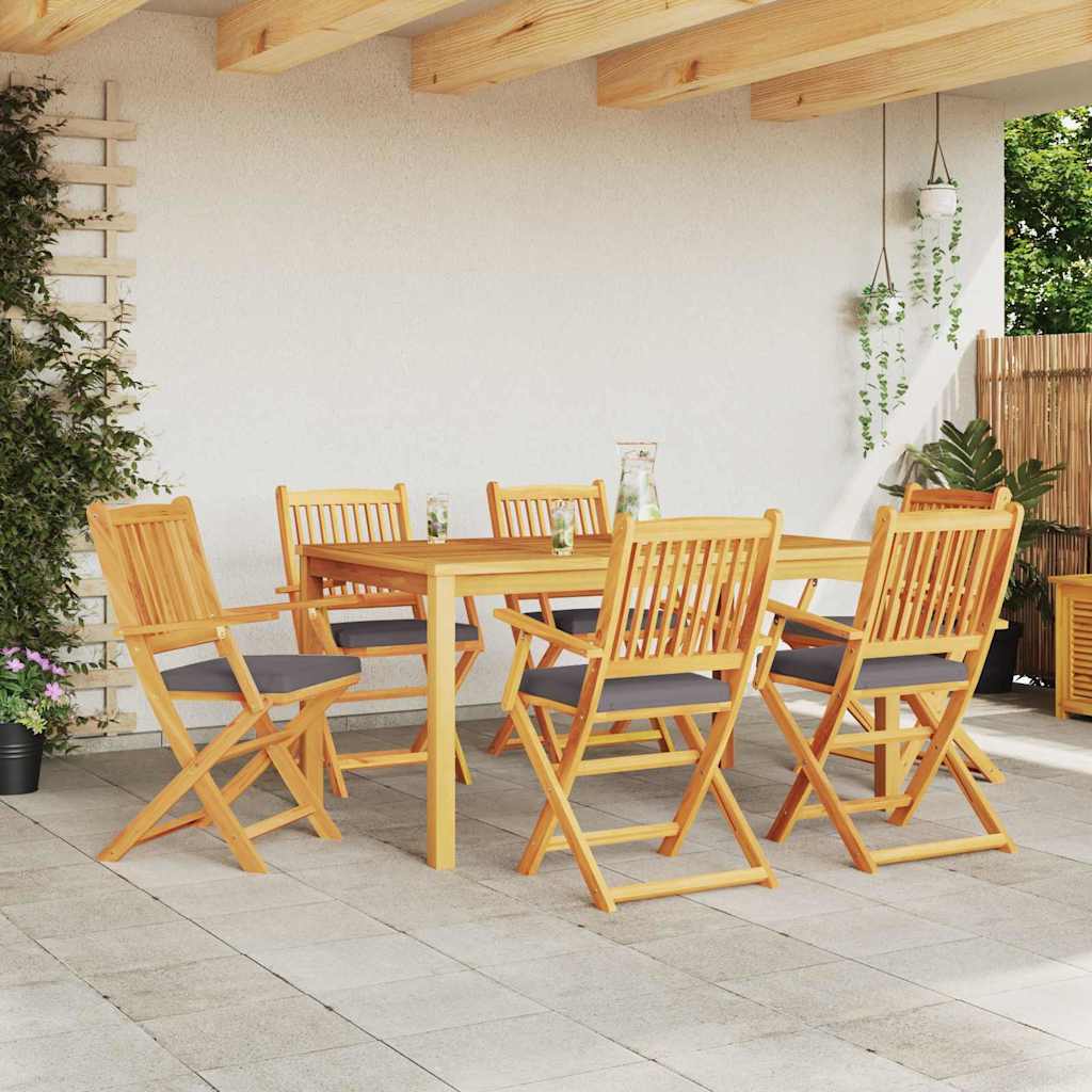vidaXL Krzesło składane z poduszką 6 pcs Szary 49 x 57.5 x 92cm