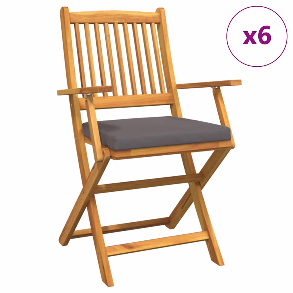 vidaXL Krzesło składane z poduszką 6 pcs Szary 49 x 57.5 x 92cm