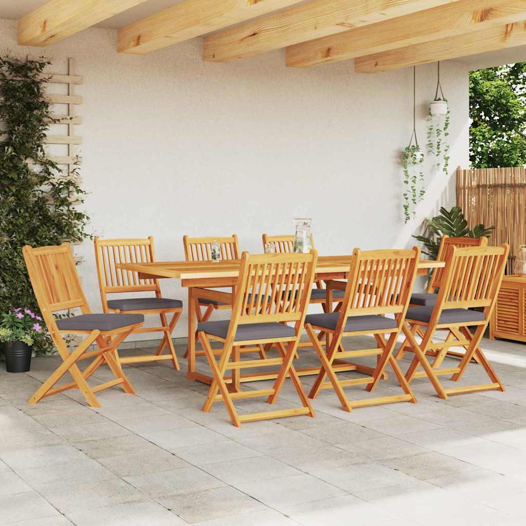 vidaXL Krzesło składane z poduszką 8 pcs Szary 49 x 57.5 x 92cm
