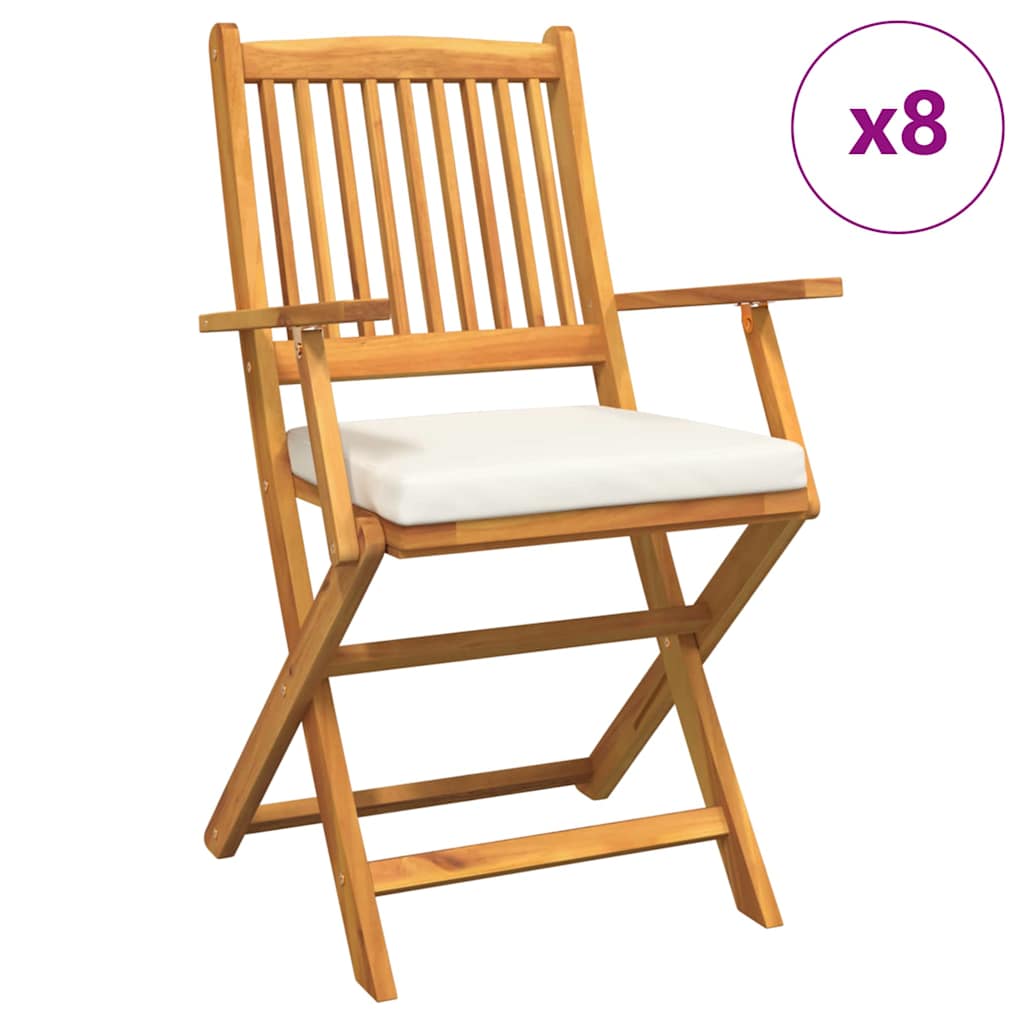 vidaXL Krzesło składane z poduszką 8 pcs Biały 49 x 57.5 x 92cm