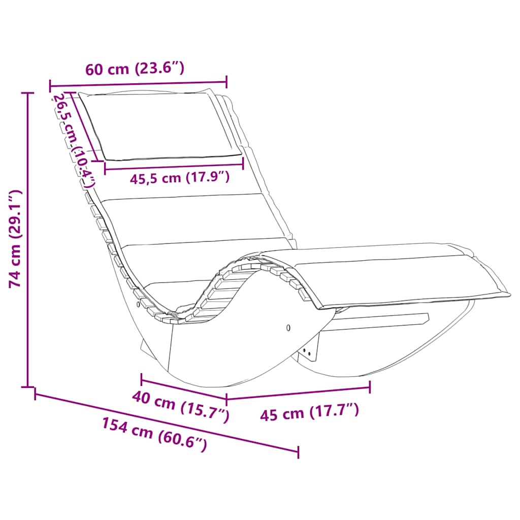 vidaXL Leżak z poduszką 2-osoba 2 pcs Brązowy Lite Drewno Akacji