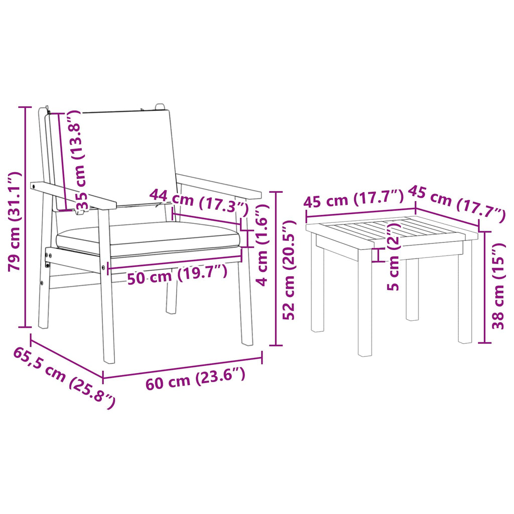vidaXL Zestaw Sof na Ogród 6 pcs Brązowy Lite Drewno Akacji