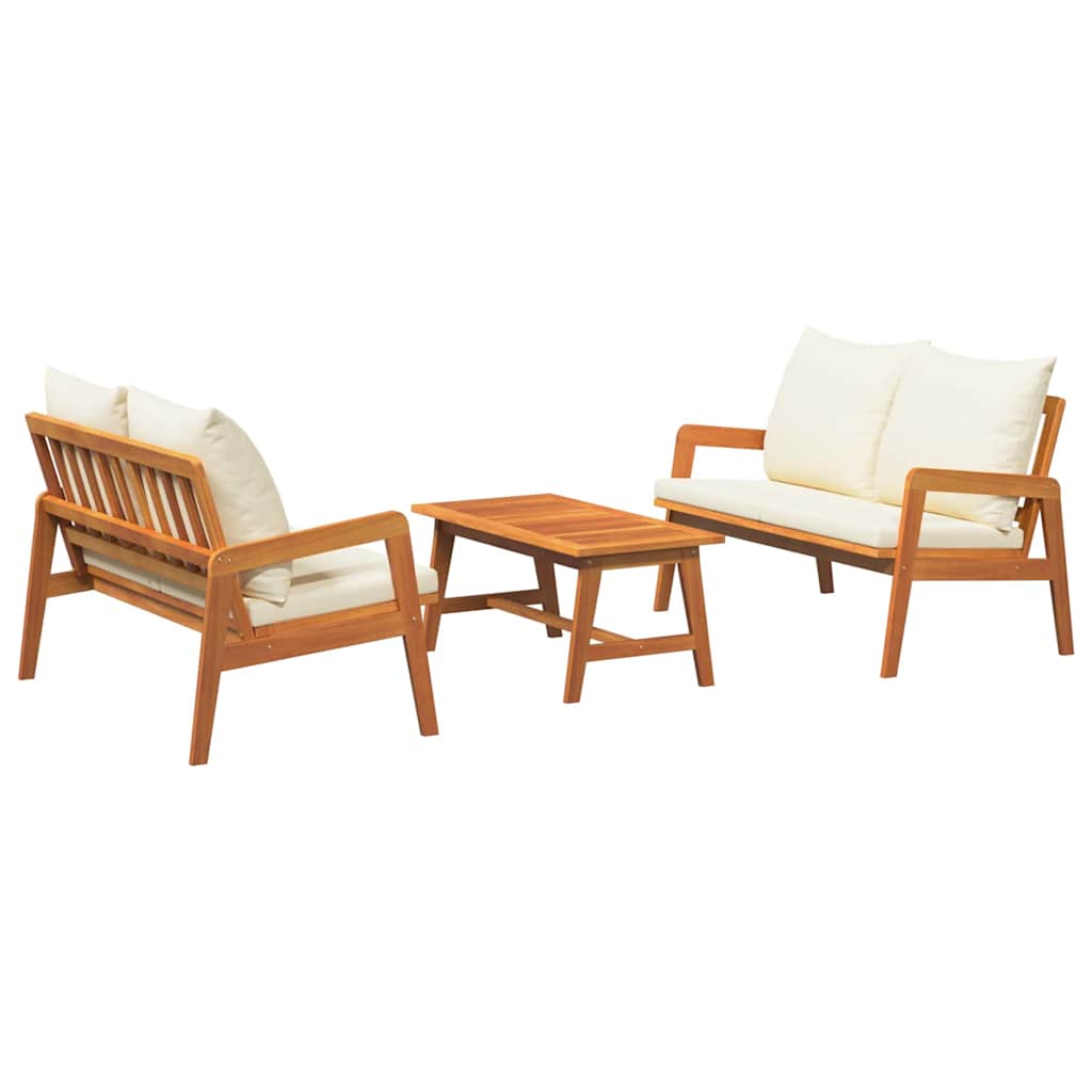 vidaXL Zestaw bistro z poduszką 3 pcs Brązowy Lite Drewno Akacji