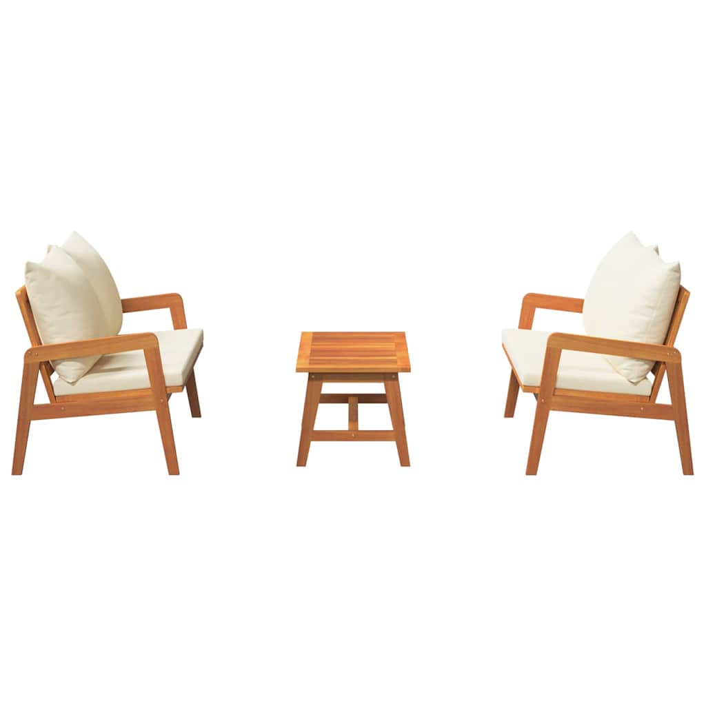 vidaXL Zestaw bistro z poduszką 3 pcs Brązowy Lite Drewno Akacji