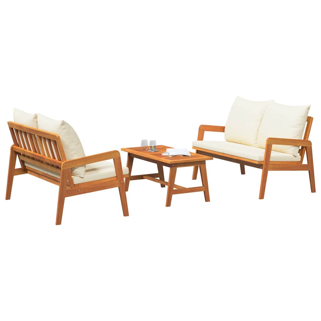vidaXL Zestaw bistro z poduszką 3 pcs Brązowy Lite Drewno Akacji