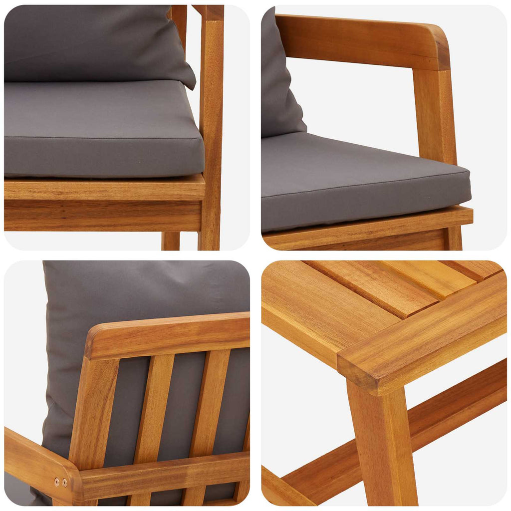 vidaXL Zestaw bistro z poduszką 5 pcs Brązowy Lite Drewno Akacji