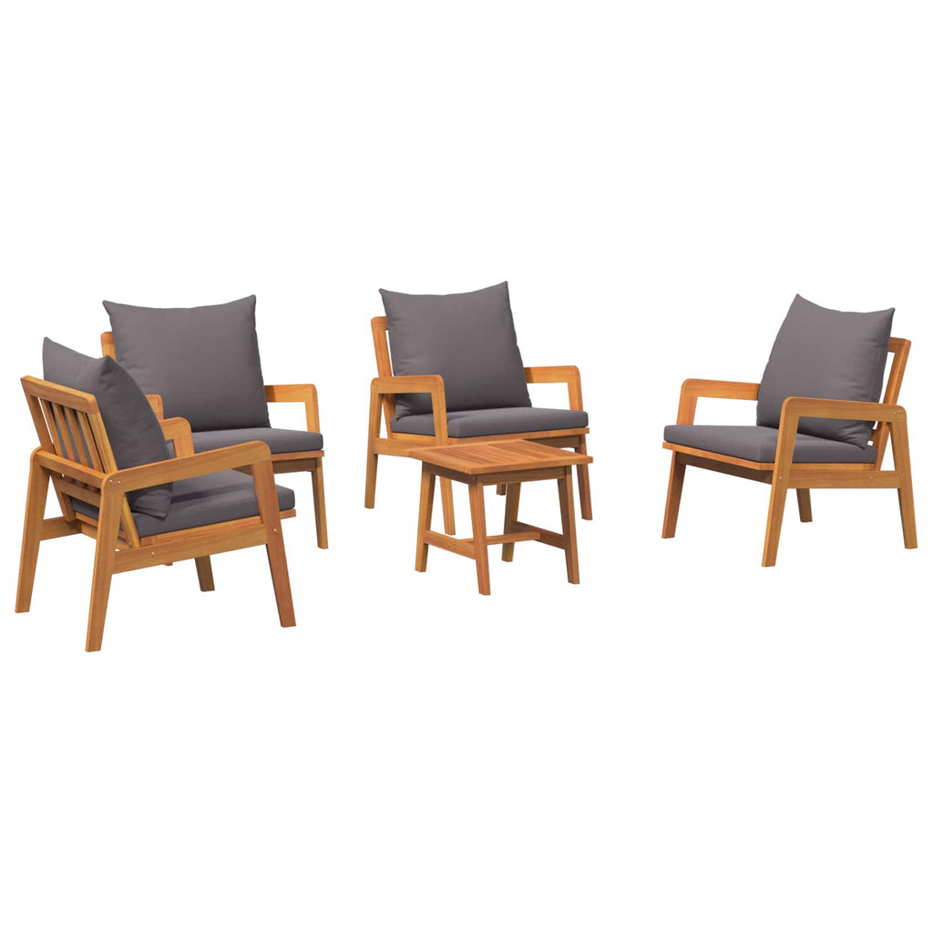 vidaXL Zestaw bistro z poduszką 5 pcs Brązowy Lite Drewno Akacji