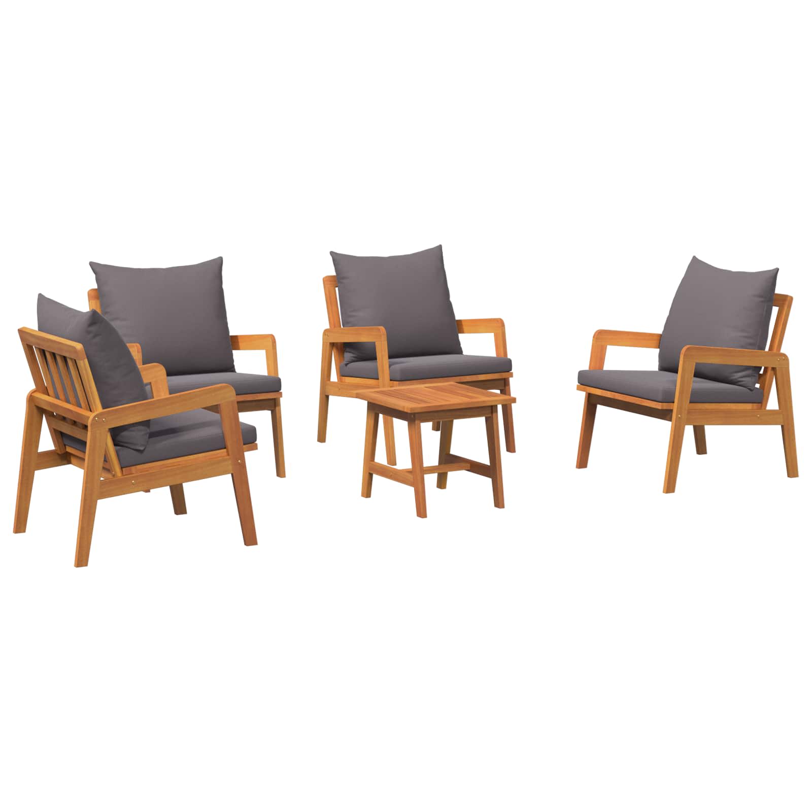 vidaXL Zestaw bistro z poduszką 5 pcs Brązowy Lite Drewno Akacji
