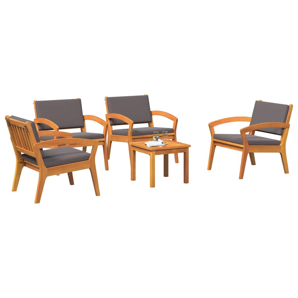 vidaXL Zestaw bistro z poduszką 5 pcs Brązowy Poliester