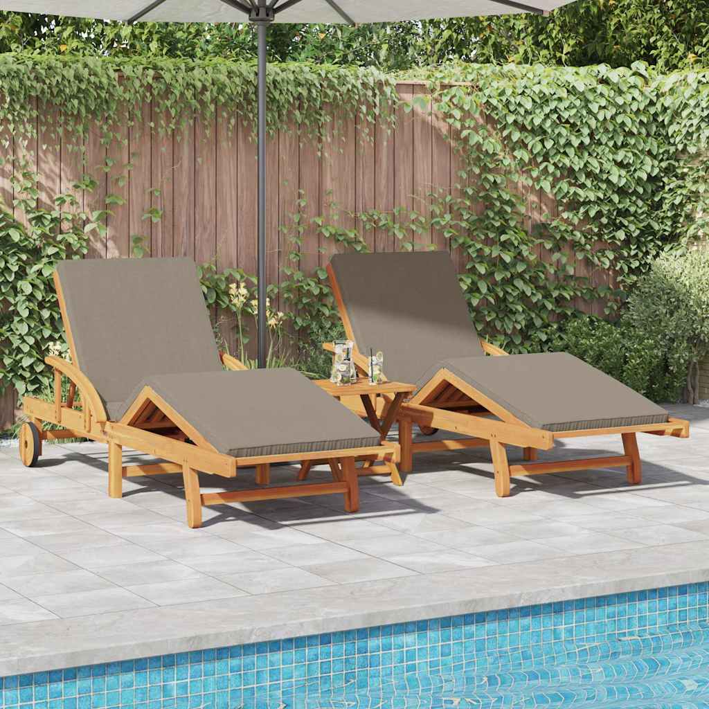 vidaXL Leżak 2 pcs Ciemnoszary 200 x 67 x 84 cm Lite Drewno Akacji