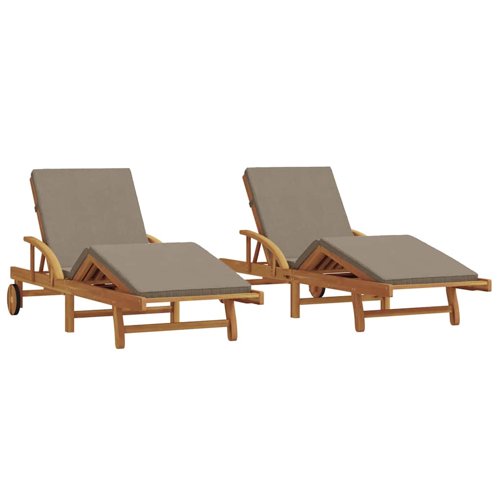 vidaXL Leżak 2 pcs Ciemnoszary 200 x 67 x 84 cm Lite Drewno Akacji