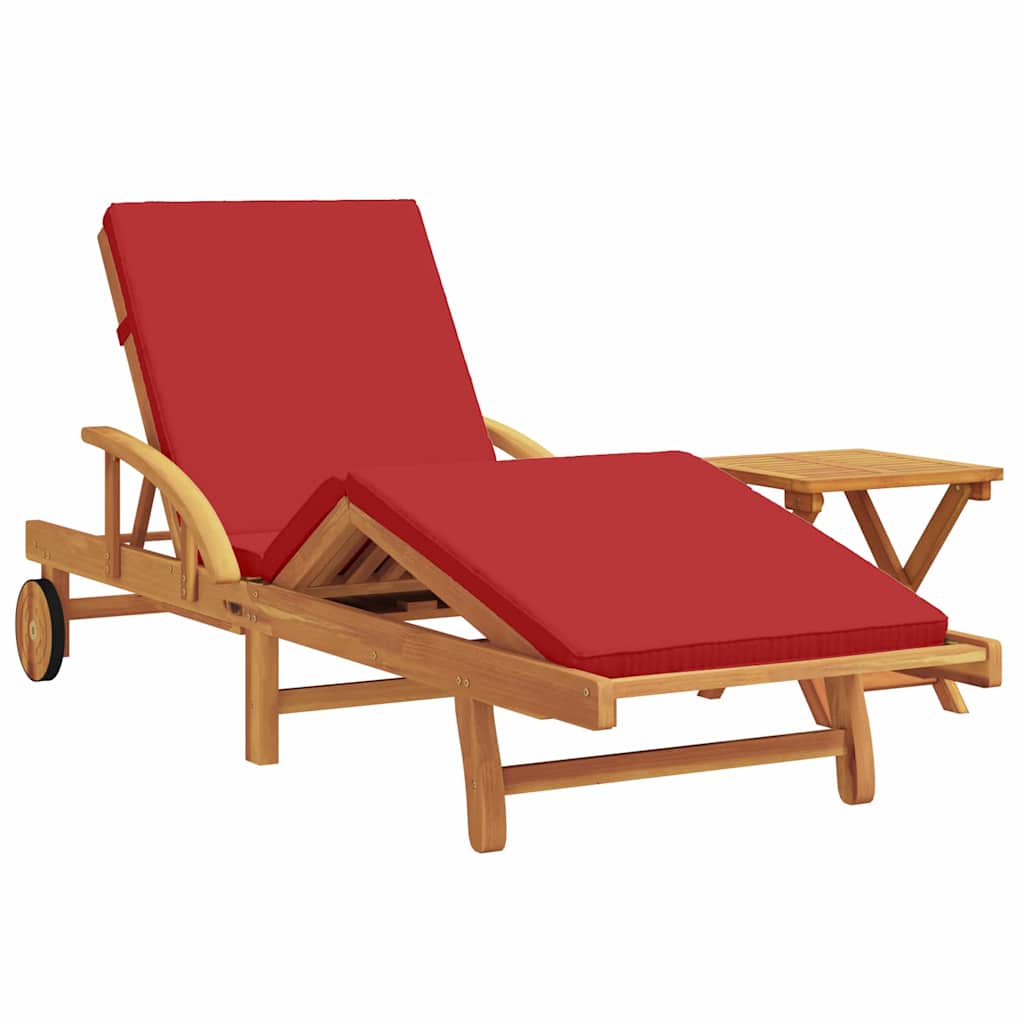 vidaXL Leżak 2 pcs Czerwony Lite Drewno Akacji