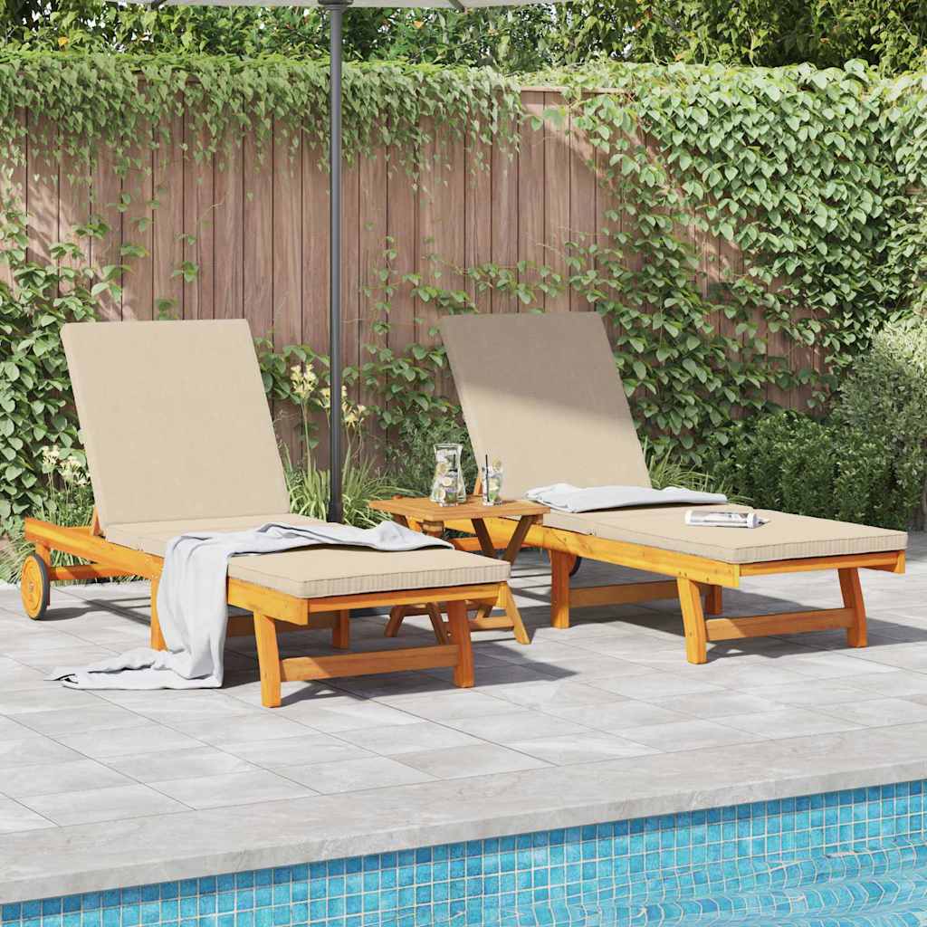 vidaXL Leżak 2-osoba 2 pcs Brązowy Lite Drewno Akacji
