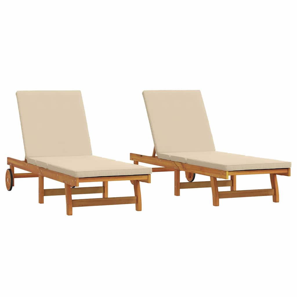 vidaXL Leżak 2-osoba 2 pcs Brązowy Lite Drewno Akacji