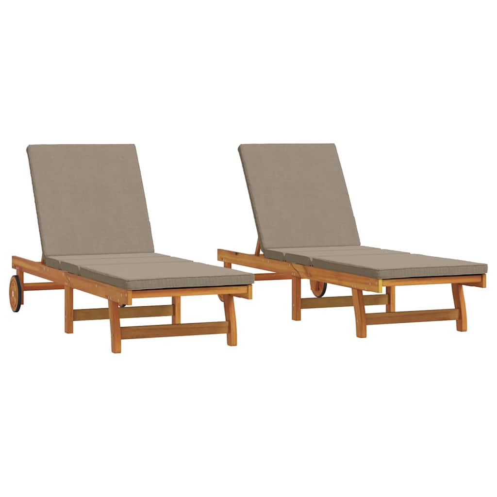 vidaXL Leżak 2-osoba 2 pcs Brązowy Lite Drewno Akacji