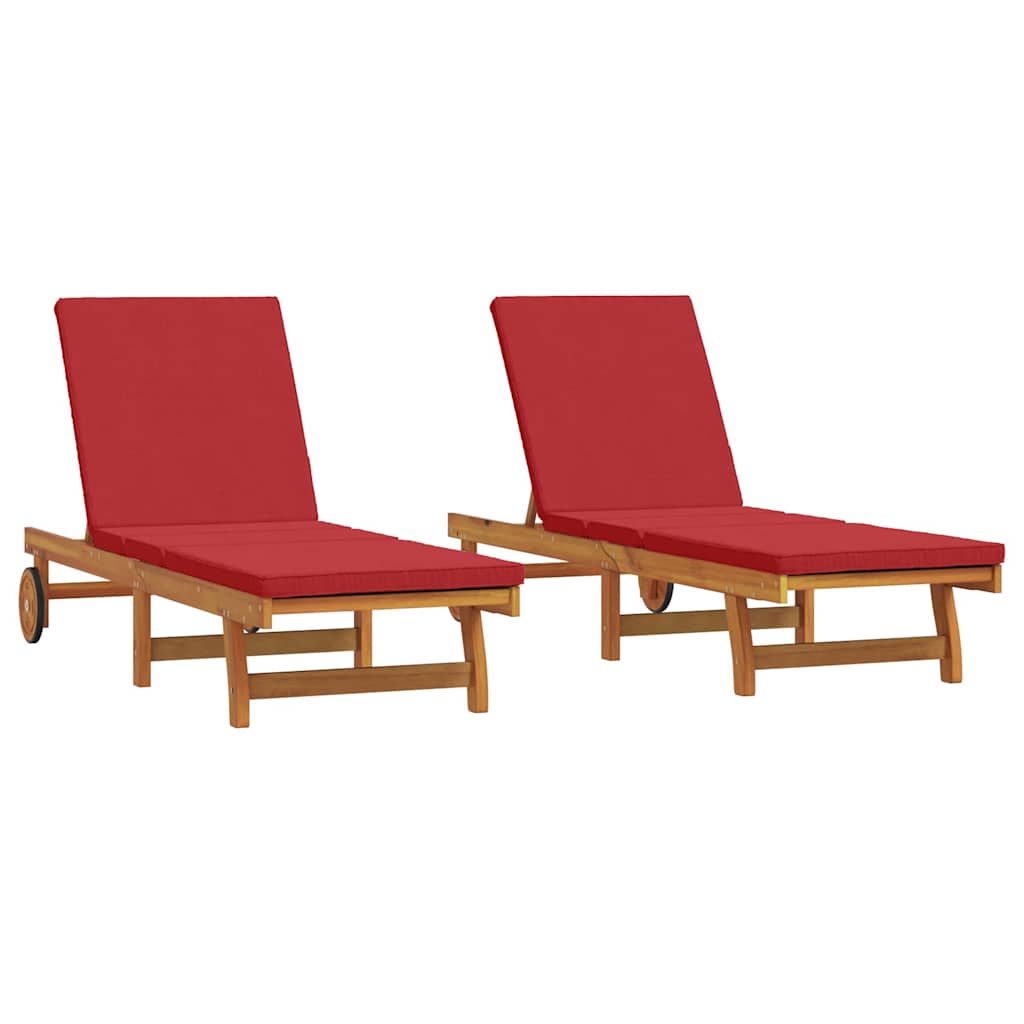 vidaXL Leżak 2-osoba 2 pcs Brązowy Lite Drewno Akacji