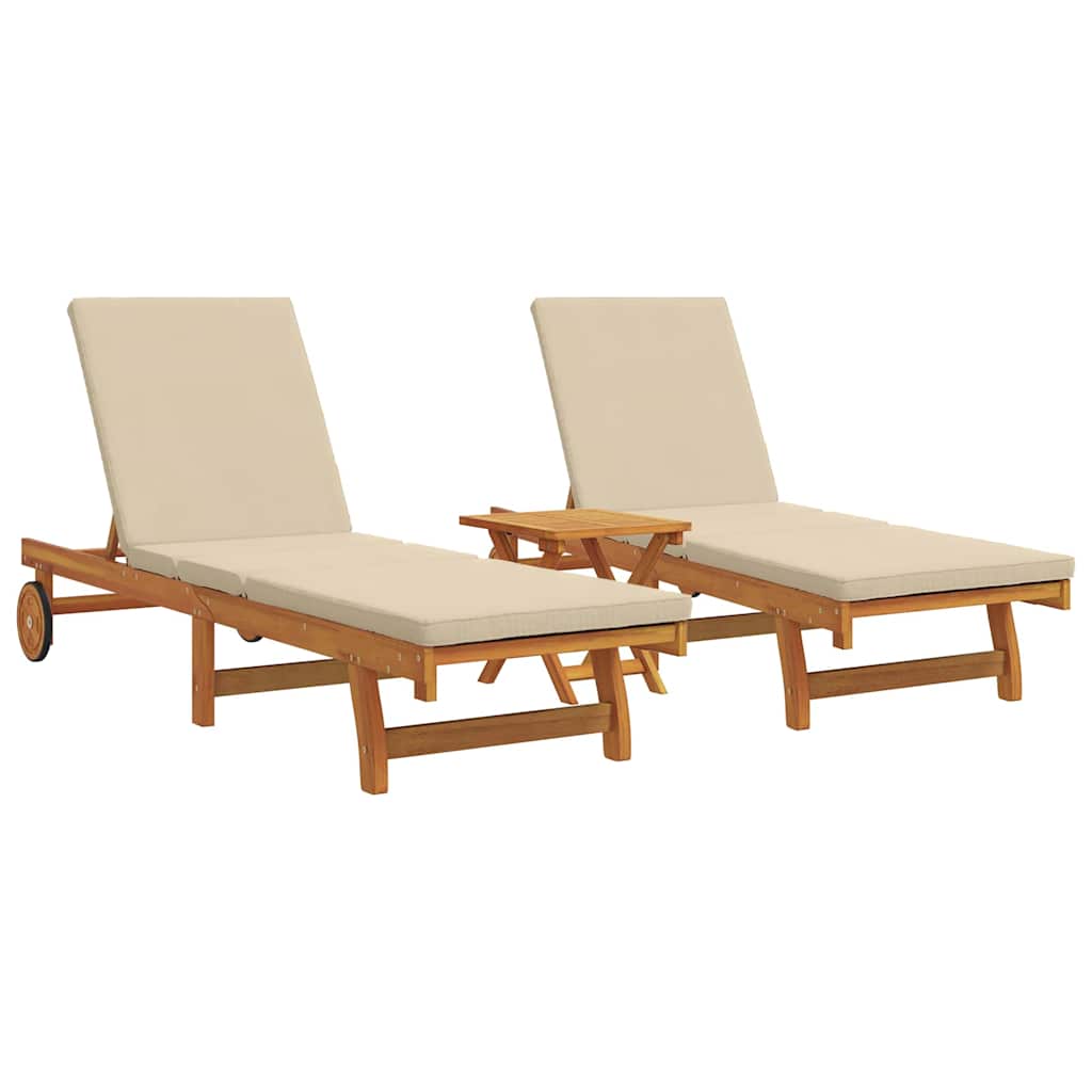 vidaXL Leżak 2-osoba 3 pcs Brązowy Lite Drewno Akacji