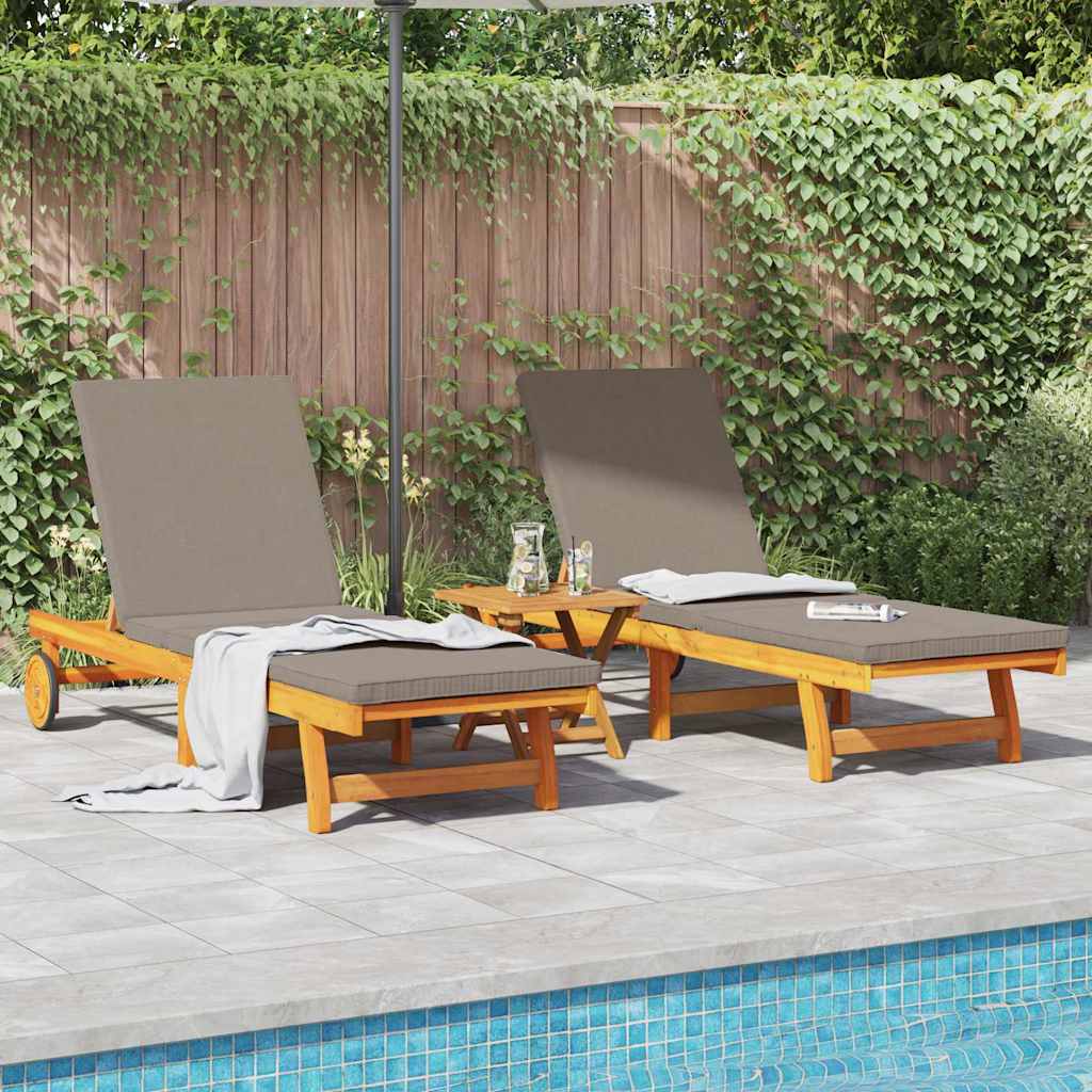 vidaXL Leżak 2-osoba 3 pcs Brązowy Lite Drewno Akacji