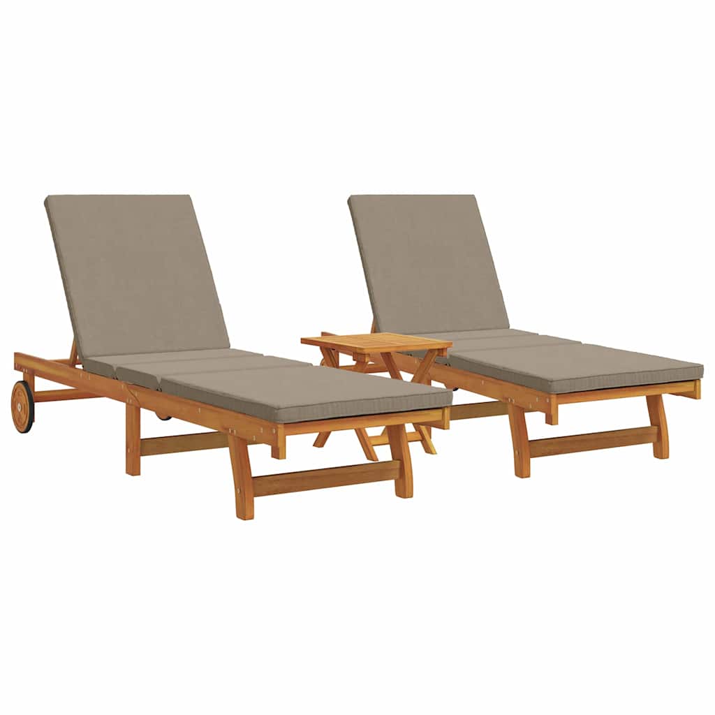 vidaXL Leżak 2-osoba 3 pcs Brązowy Lite Drewno Akacji