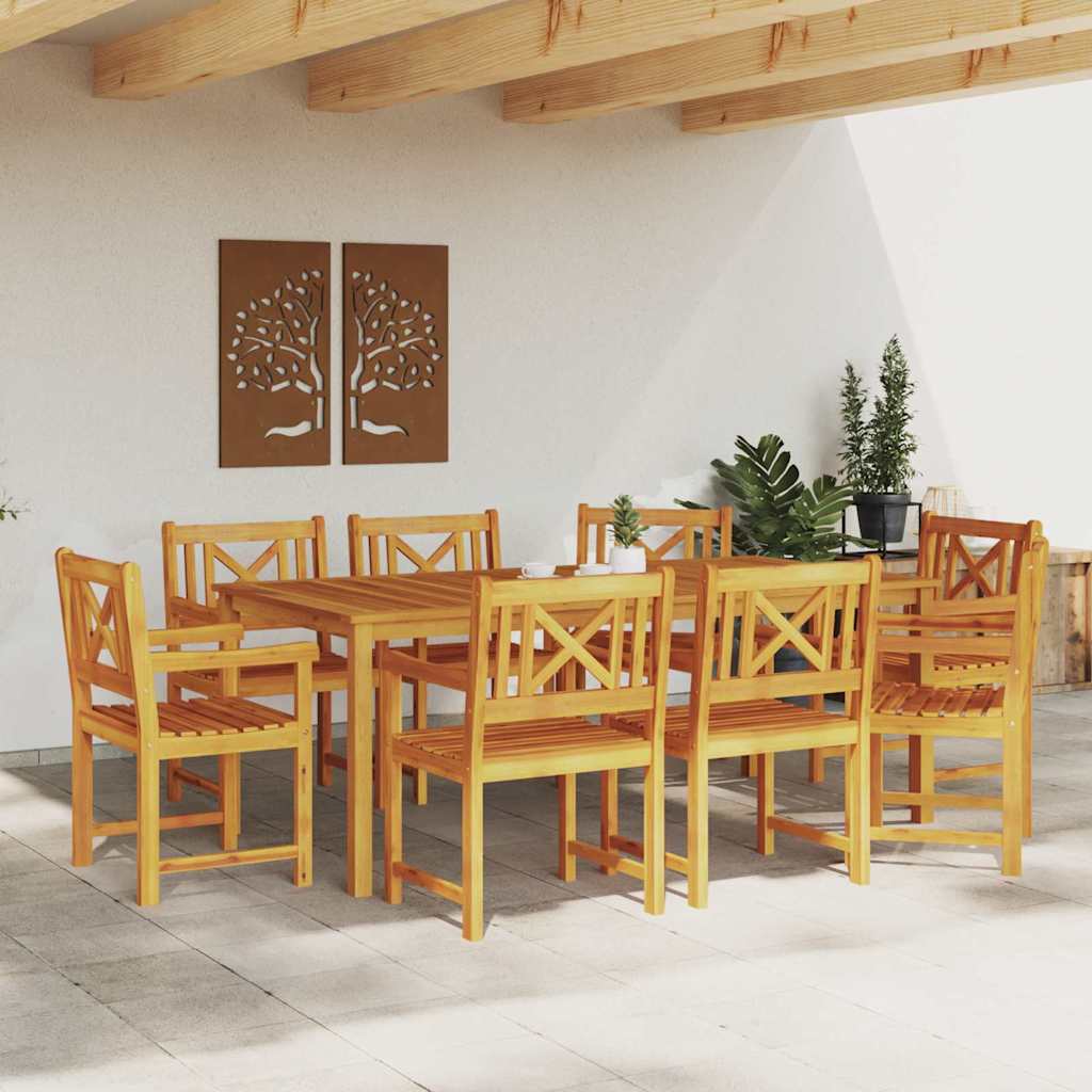vidaXL Krzesła ogrodowe 8 pcs naturalny Lite Drewno Akacji