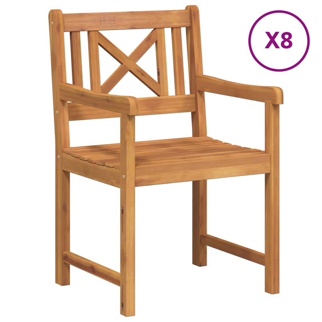 vidaXL Krzesła ogrodowe 8 pcs naturalny Lite Drewno Akacji