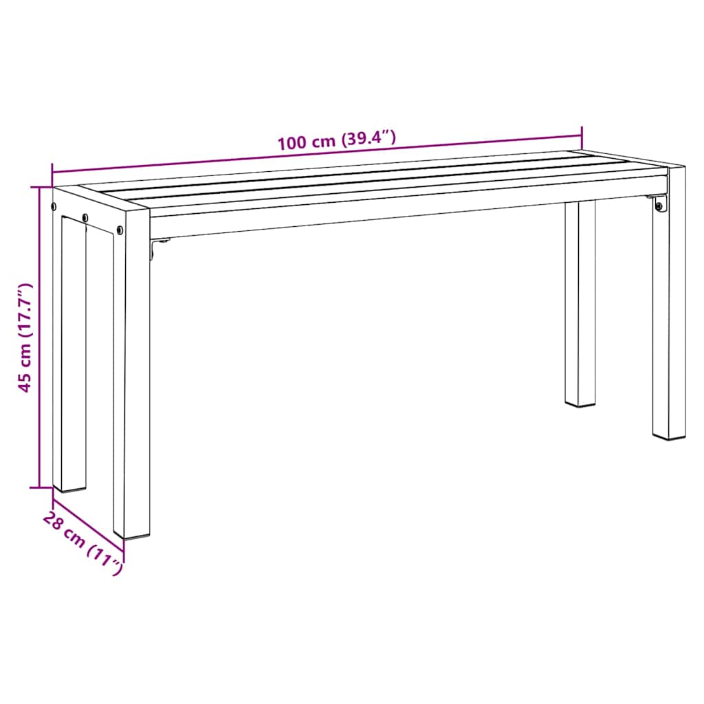 vidaXL Ławka ogrodowa Czarny 100 x 28 x 45cm Stal