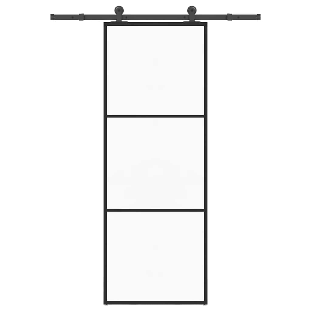 vidaXL Drzwi przesuwne z osprzętem, szkło ESG i aluminium, 76x205 cm