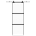 vidaXL Drzwi przesuwne z osprzętem, szkło ESG i aluminium, 76x205 cm