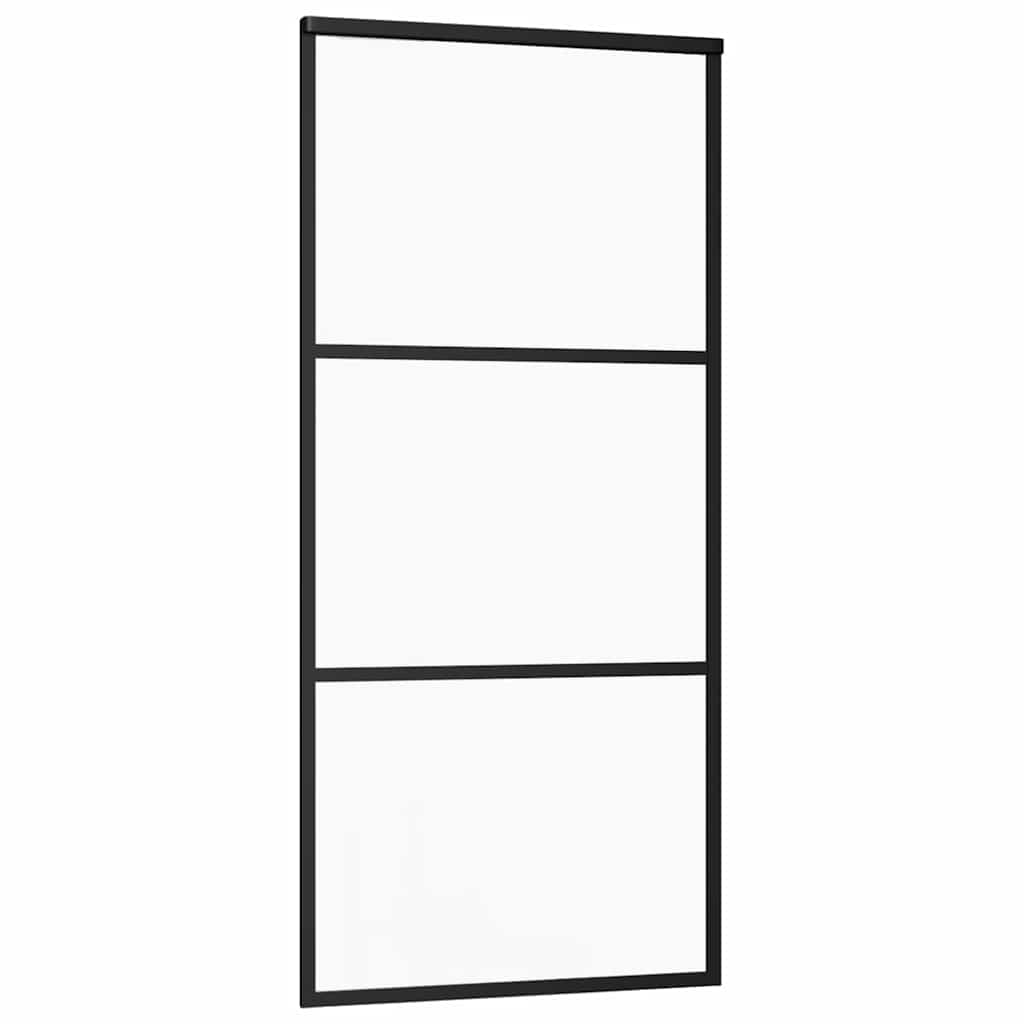 vidaXL Drzwi przesuwne z osprzętem, szkło ESG i aluminium, 76x205 cm
