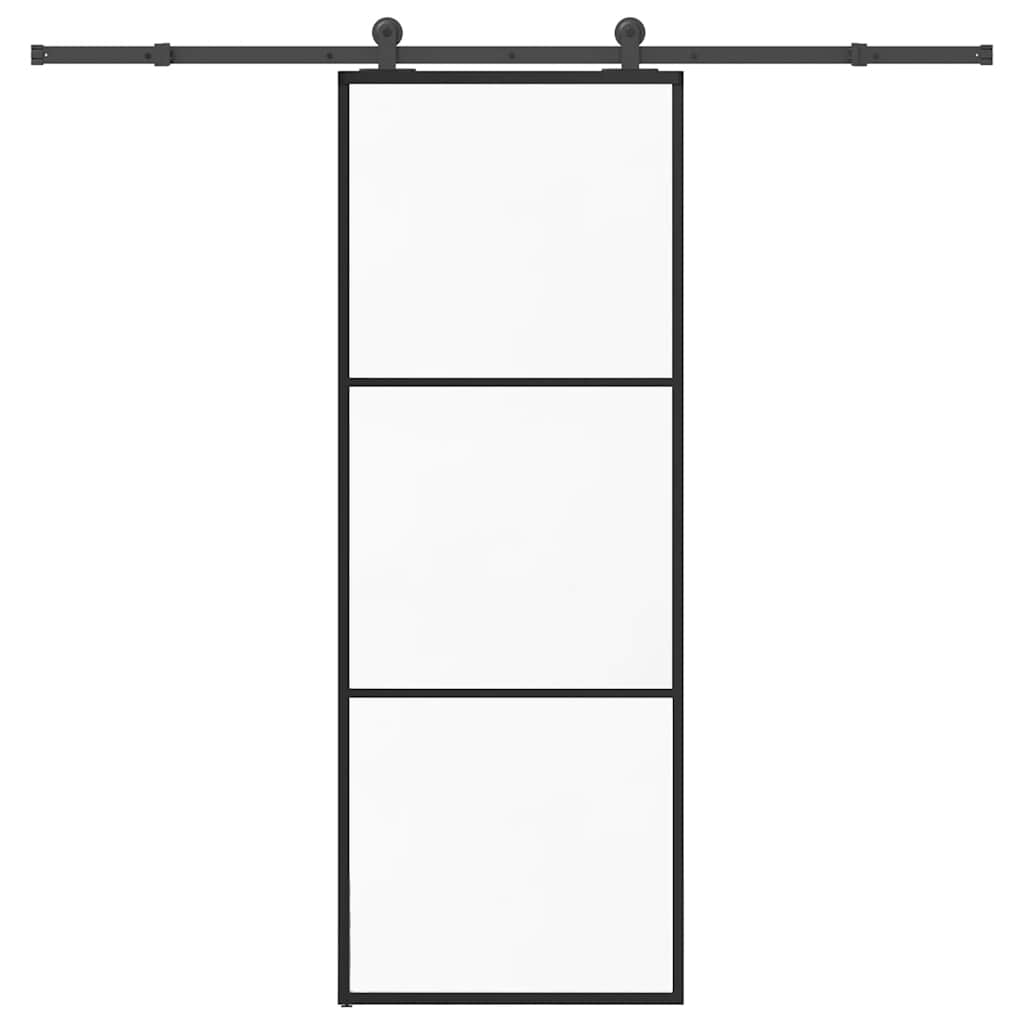 vidaXL Drzwi przesuwne z osprzętem, szkło ESG i aluminium, 76x205 cm