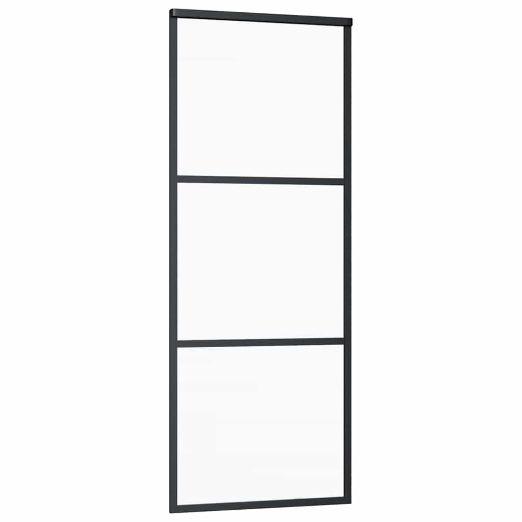 vidaXL Drzwi przesuwne z osprzętem, szkło ESG i aluminium, 76x205 cm