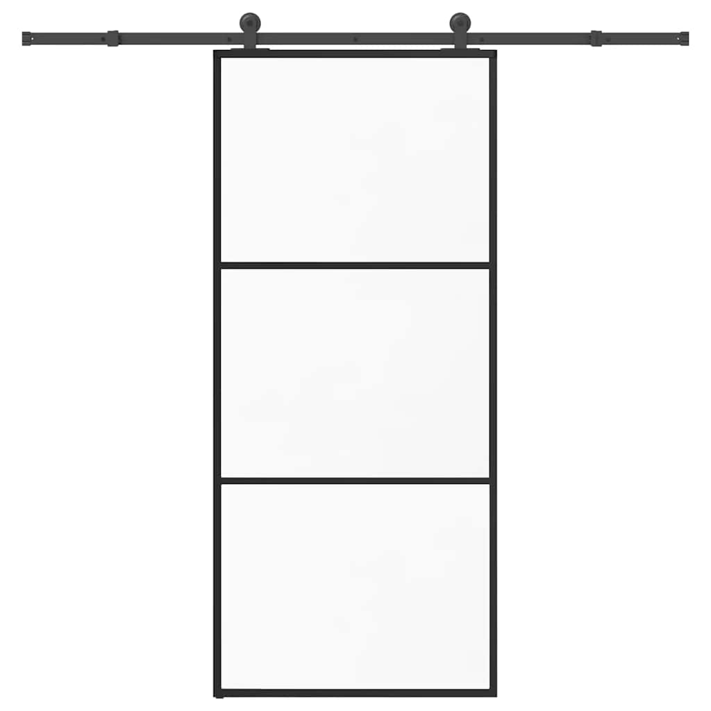vidaXL Drzwi przesuwne z osprzętem, 90x205 cm, szkło ESG i aluminium
