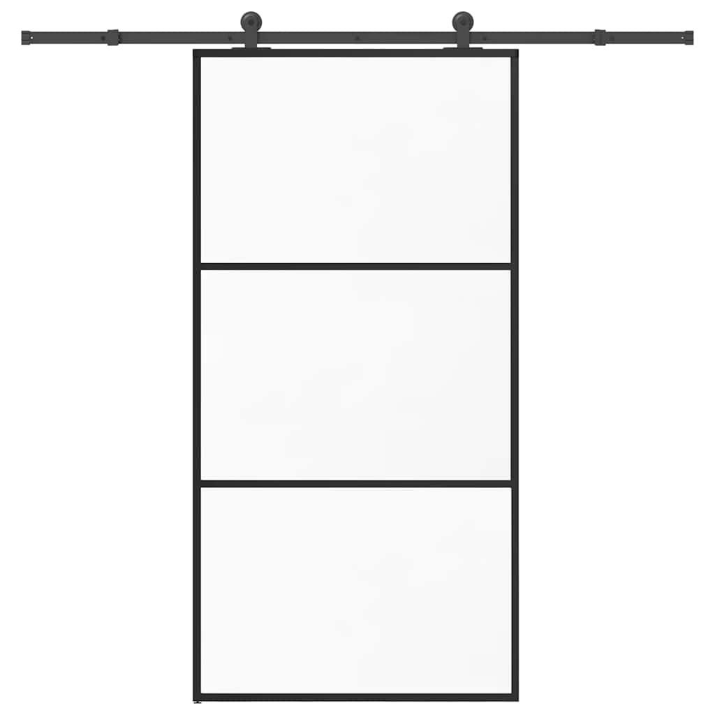 vidaXL Drzwi przesuwne z osprzętem, 102x205 cm, szkło ESG i aluminium