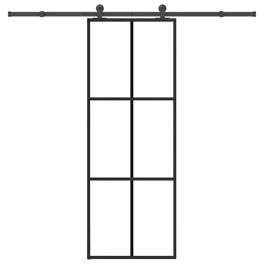 vidaXL Drzwi przesuwne z osprzętem, szkło ESG i aluminium, 76x205 cm