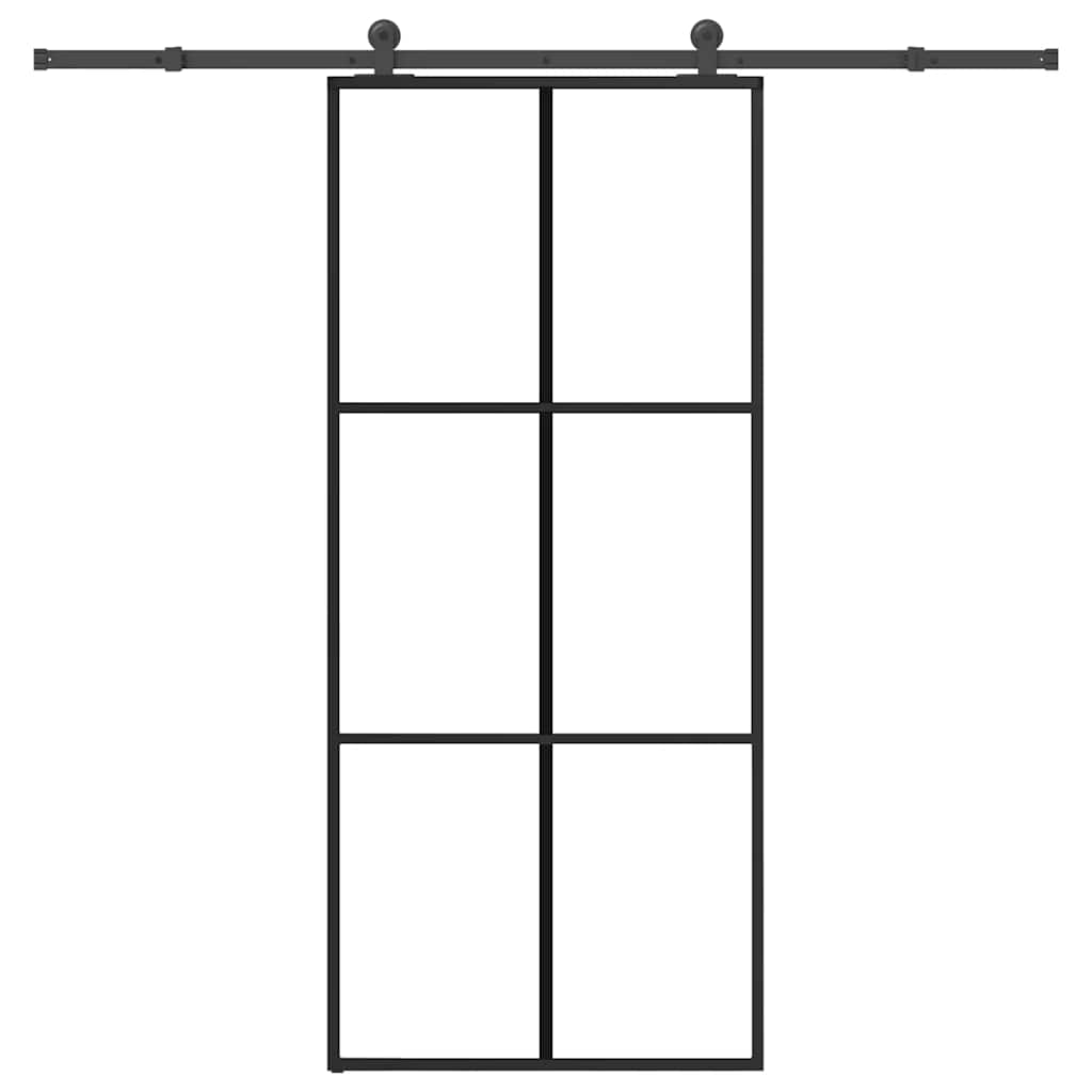vidaXL Drzwi przesuwne z osprzętem, 90x205 cm, szkło ESG i aluminium