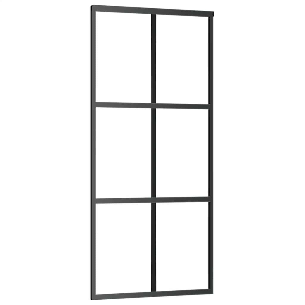 vidaXL Drzwi przesuwne z osprzętem, 90x205 cm, szkło ESG i aluminium