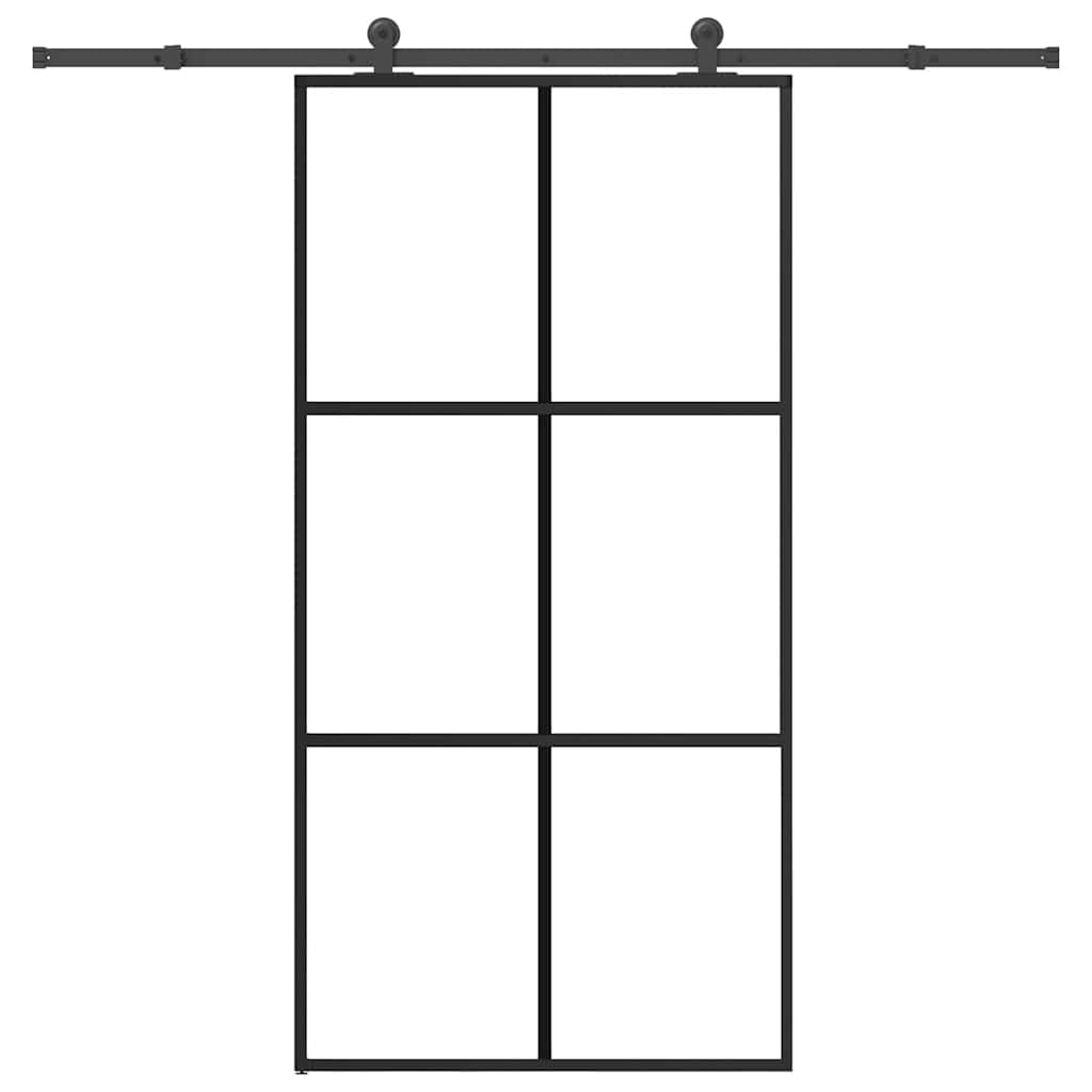 vidaXL Drzwi przesuwne z osprzętem, 102x205 cm, szkło ESG i aluminium