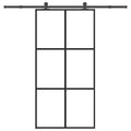 vidaXL Drzwi przesuwne z osprzętem, 102x205 cm, szkło ESG i aluminium