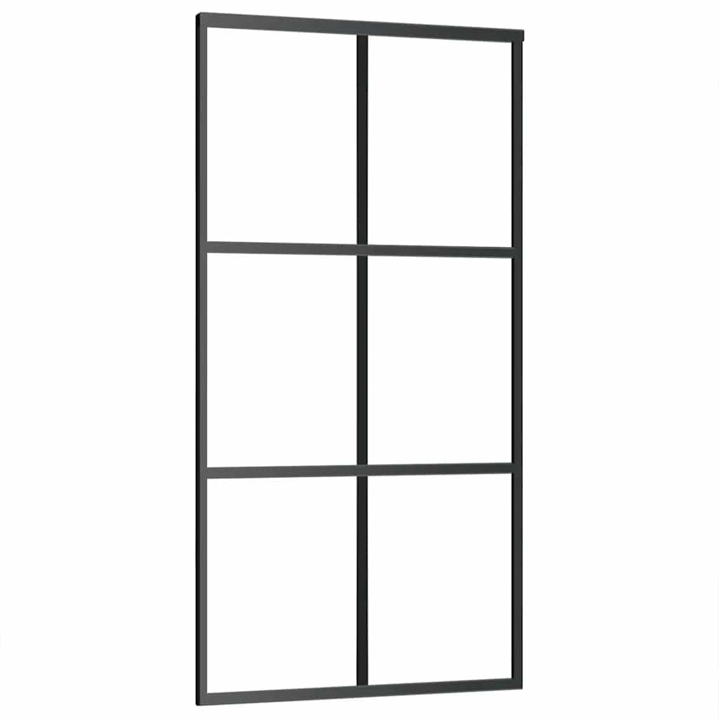 vidaXL Drzwi przesuwne z osprzętem, 102x205 cm, szkło ESG i aluminium
