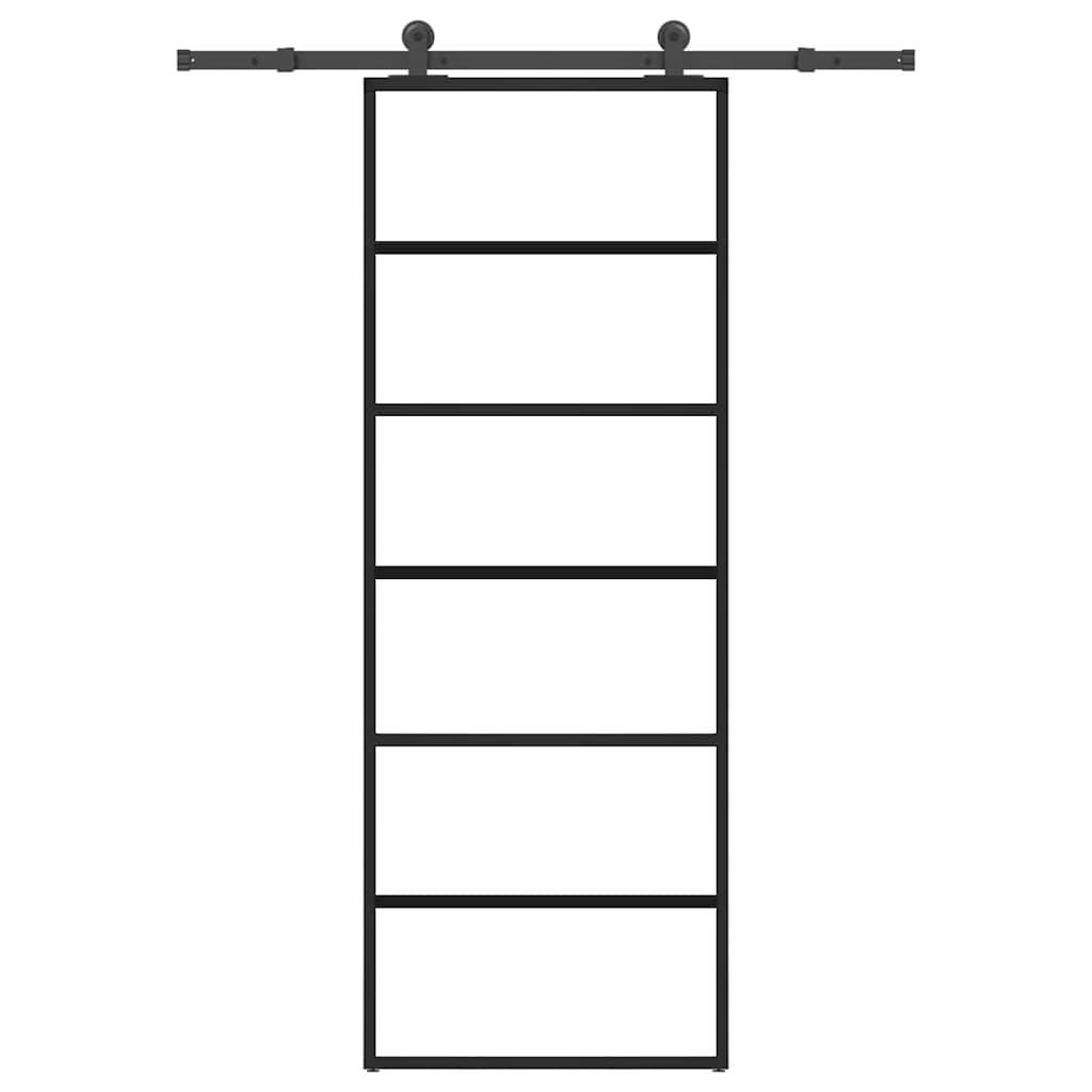 vidaXL Drzwi przesuwne z osprzętem, szkło ESG i aluminium, 76x205 cm