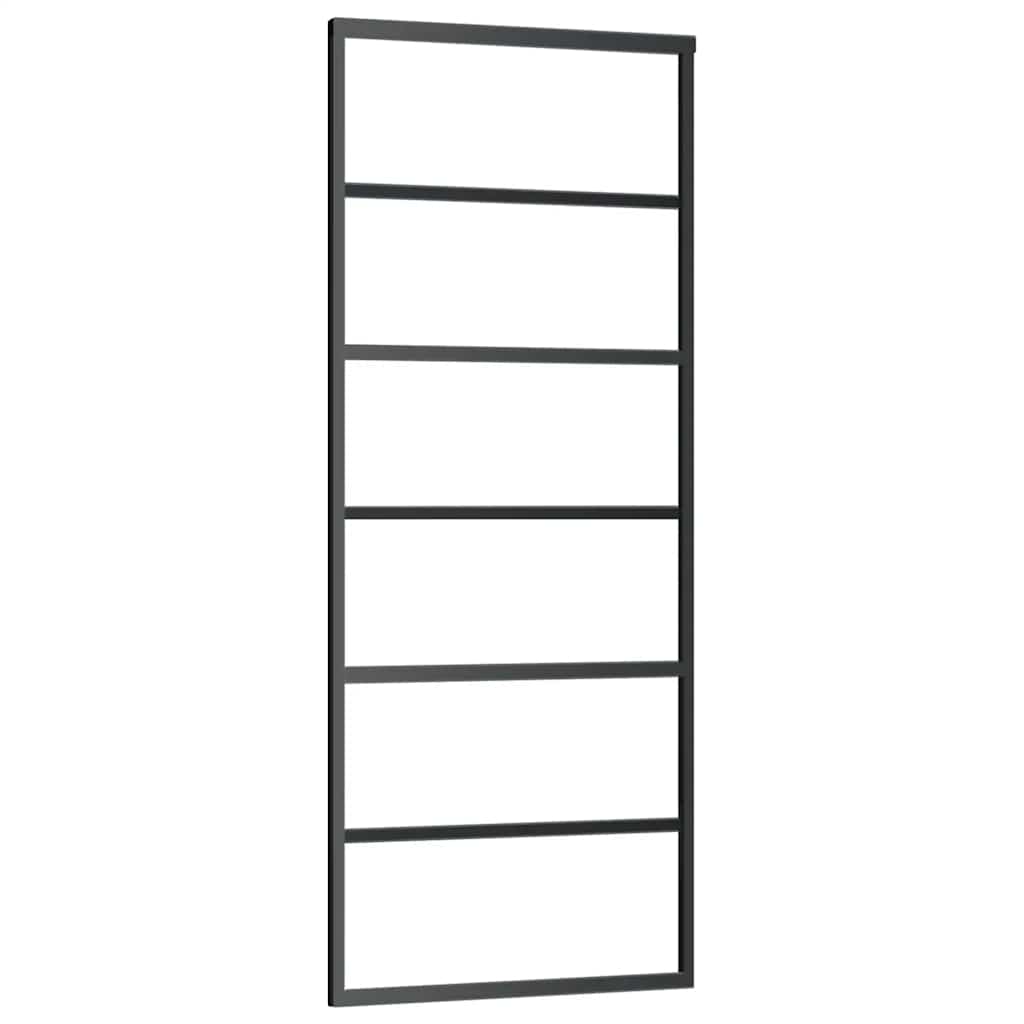 vidaXL Drzwi przesuwne z osprzętem, szkło ESG i aluminium, 76x205 cm
