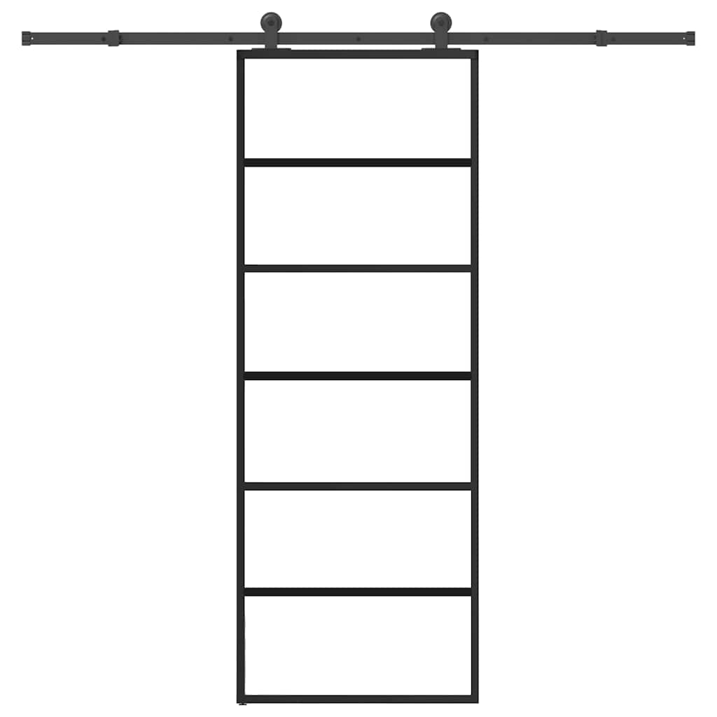 vidaXL Drzwi przesuwne z osprzętem, szkło ESG i aluminium, 76x205 cm