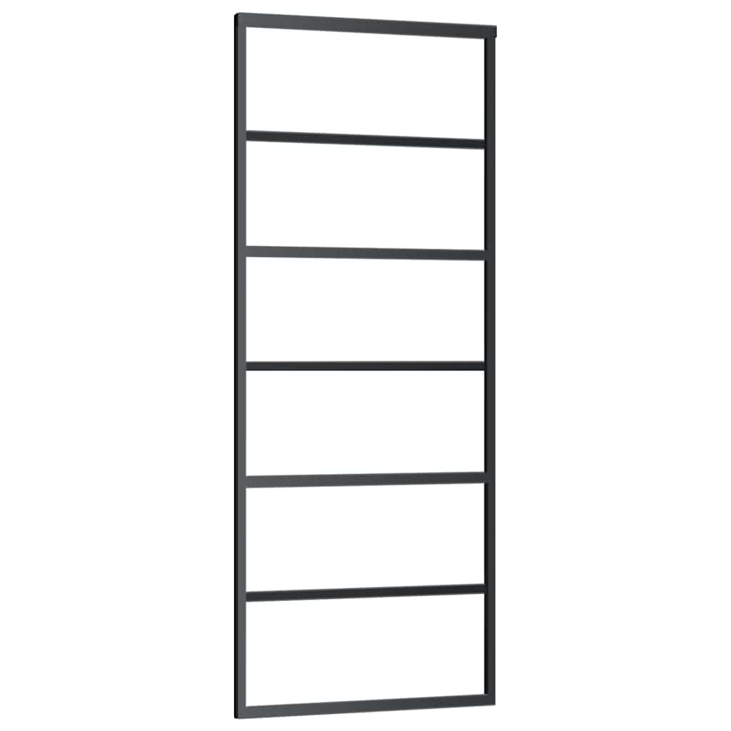 vidaXL Drzwi przesuwne z osprzętem, szkło ESG i aluminium, 76x205 cm