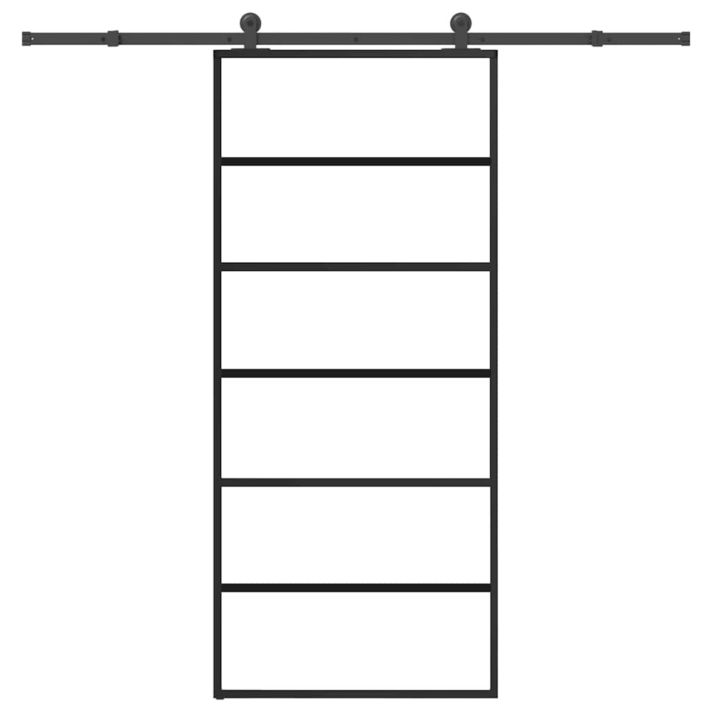 vidaXL Drzwi przesuwne z osprzętem, 90x205 cm, szkło ESG i aluminium